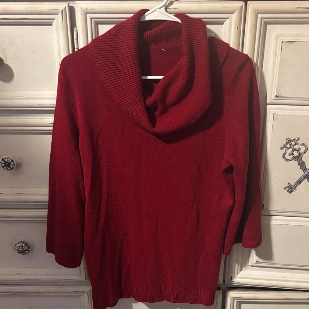Chic Cowl Neck Sweater in Rich Red